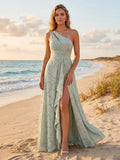 Giselle Sage Green front view bridesmaid dress