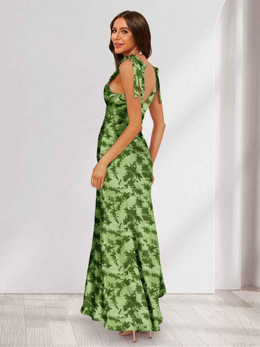 Genevieve Lake Forest Green front view wedding guest dress