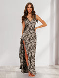 Genevieve Lake Brown front view wedding guest dress