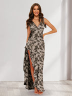 Genevieve Lake Brown front view wedding guest dress
