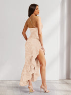 Yvette Pearl Pink back view wedding guest dress