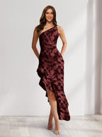 Yvette Burgundy back view wedding guest dress