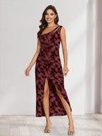 Evania Rain Burgundy back view wedding guest dress