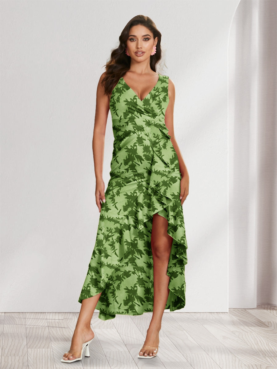 Celestine Bloom Forest Green front view wedding guest dress