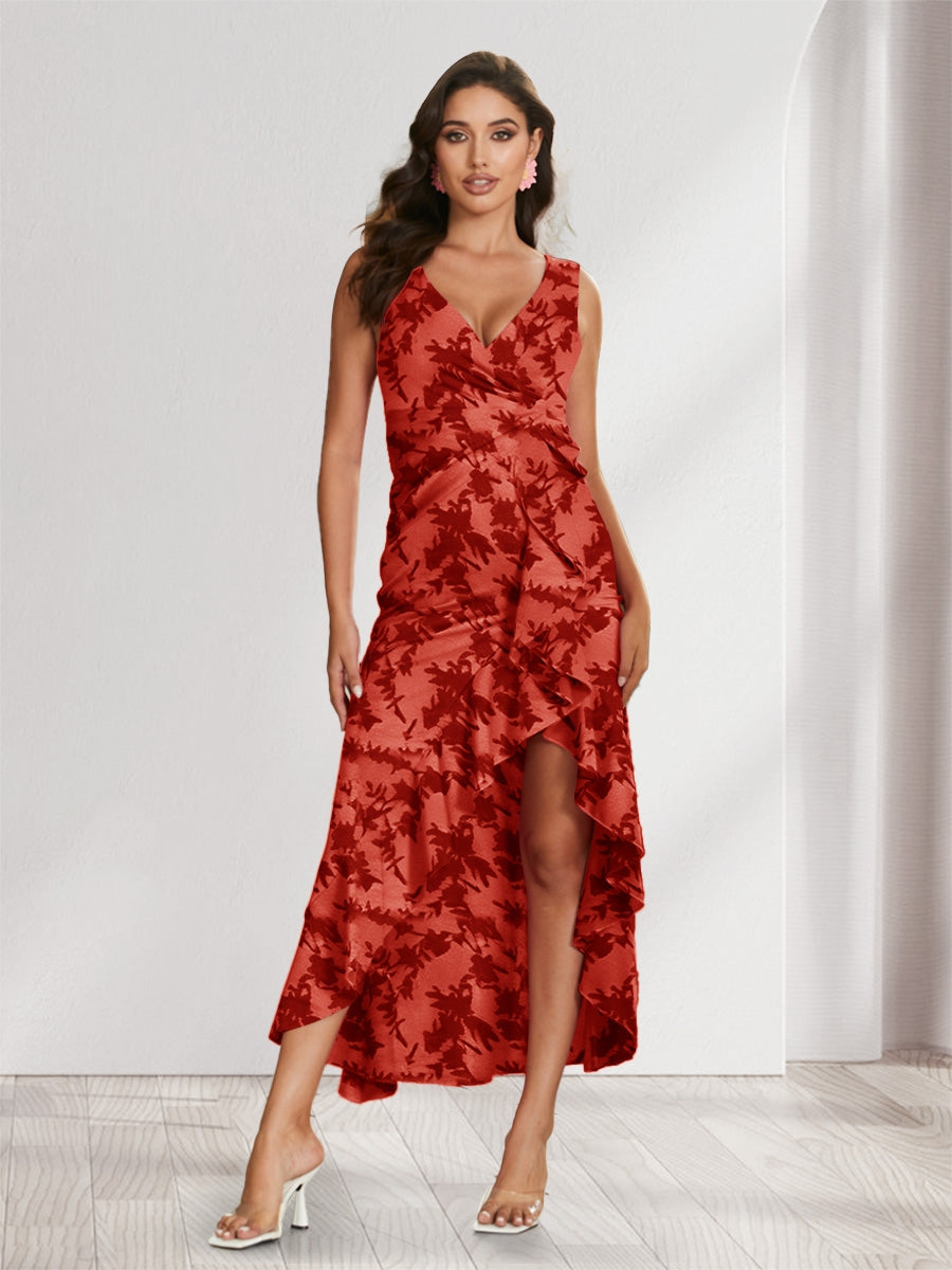 Celestine Bloom Red front view wedding guest dress