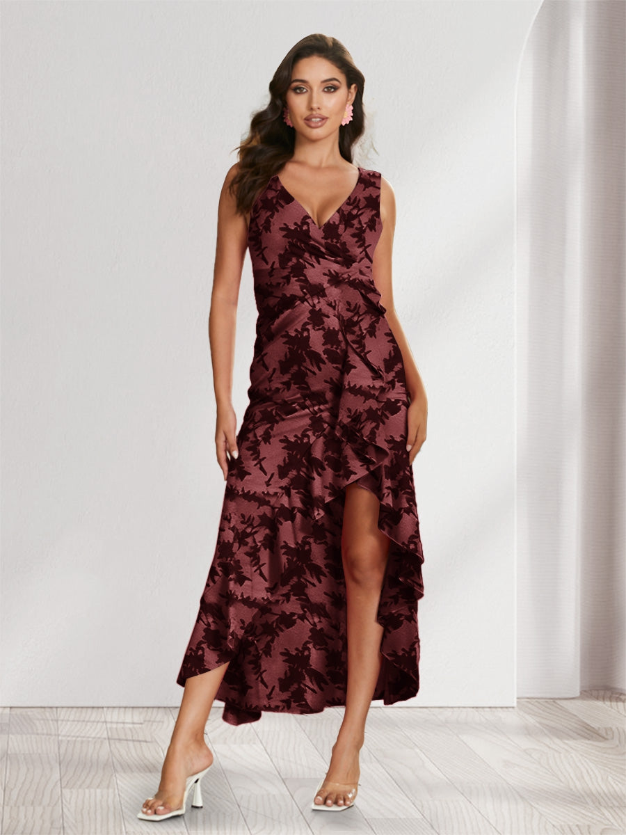 Celestine Bloom Burgundy side view wedding guest dress