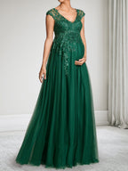 Winona Faye Hunter Green side view wedding guest dress