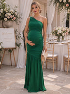 Rosalind Sky Hunter Green front view wedding guest dress