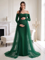 Theodora Muse Hunter Green front view wedding guest dress