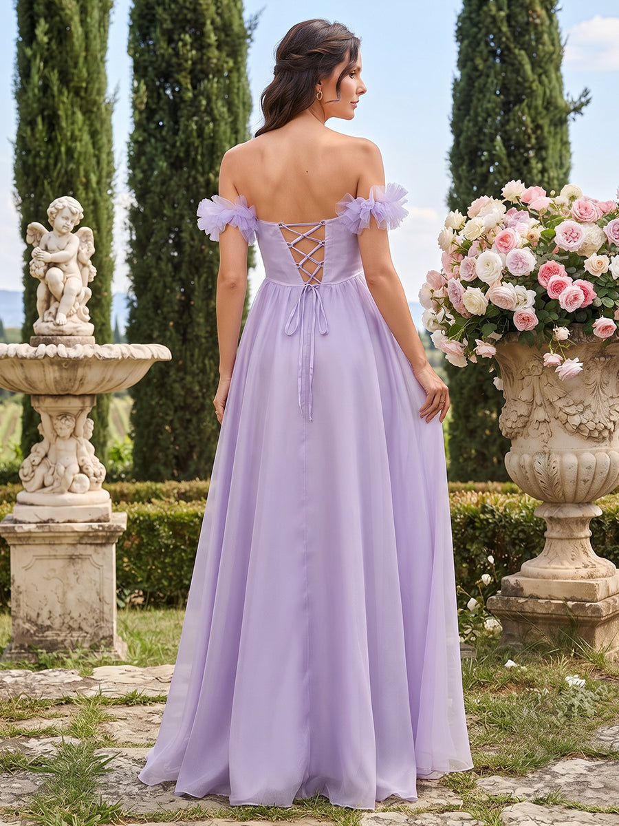 Valentina Rue Lilac back view wedding guest dress