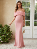Delphine Pearl Blush front view wedding guest dress