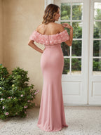 Delphine Pearl Blush back view wedding guest dress