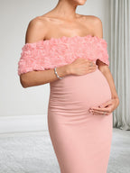 Delphine Pearl Blush side view wedding guest dress