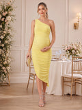 Genevieve Crest Yellow front view wedding guest dress