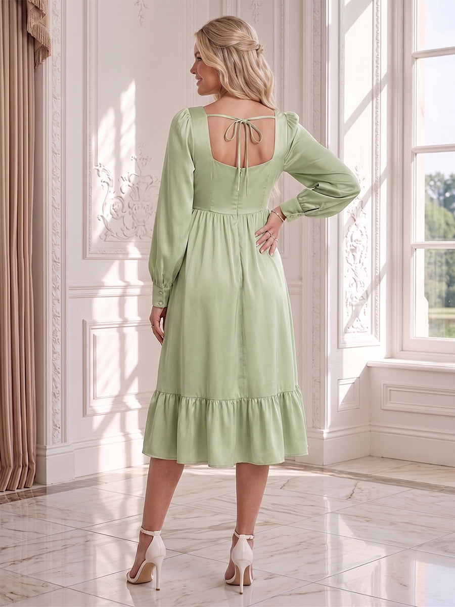 Kestrel Bloom Sage Green back view wedding guest dress