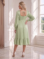 Kestrel Bloom Sage Green back view wedding guest dress