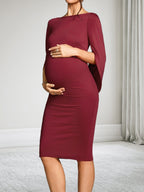 Maribel Dawn Burgundy side view wedding guest dress