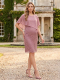 Ophelia Cove Mauve front view wedding guest dress