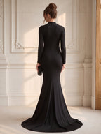 Quintessa Rose Black back view wedding guest dress