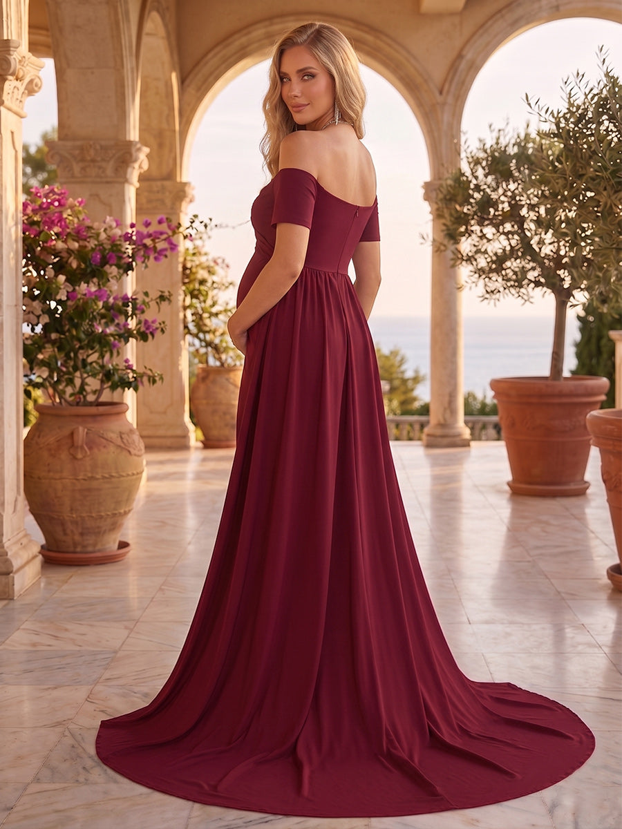 Beatrice Rose Burgundy back view wedding guest dress