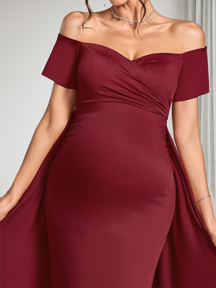 Beatrice Rose Burgundy side view wedding guest dress