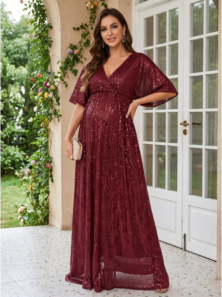 Cordelia Vale Burgundy front view wedding guest dress