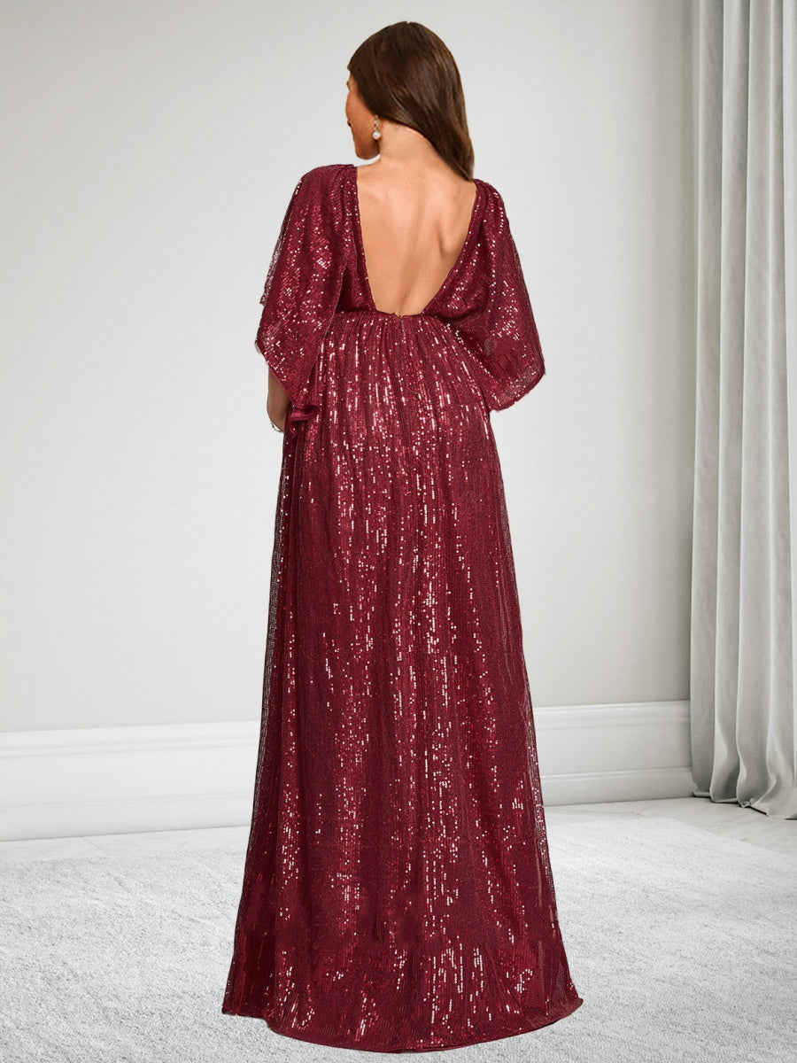 Cordelia Vale Burgundy back view wedding guest dress