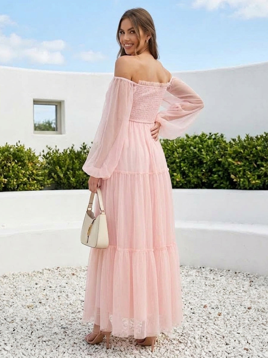 Kiana Fern Blush back view wedding guest dress