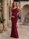 Xanthe Dawn Burgundy front view wedding guest dress