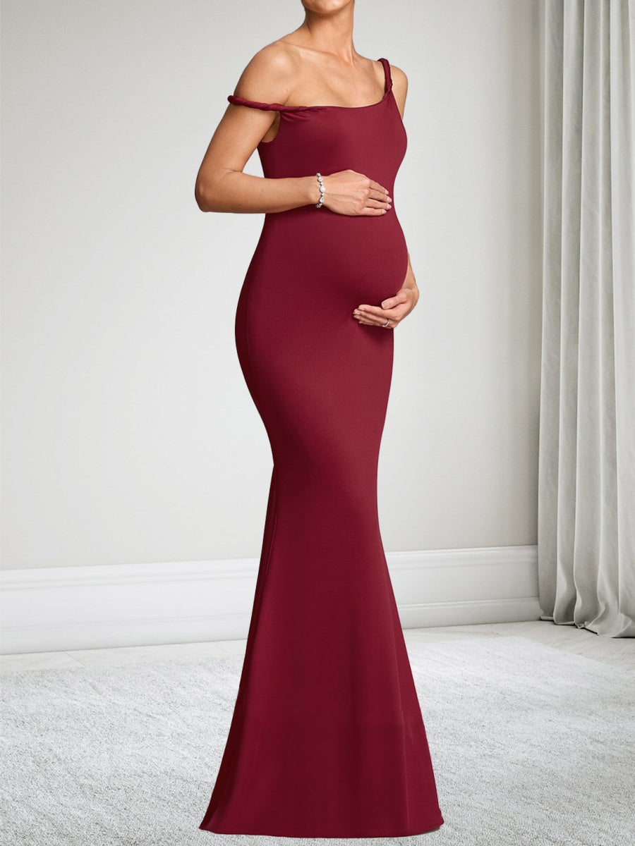 Xanthe Dawn Burgundy side view wedding guest dress