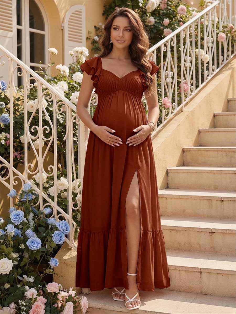 Theodora Burnt Orange front view bridesmaid dress
