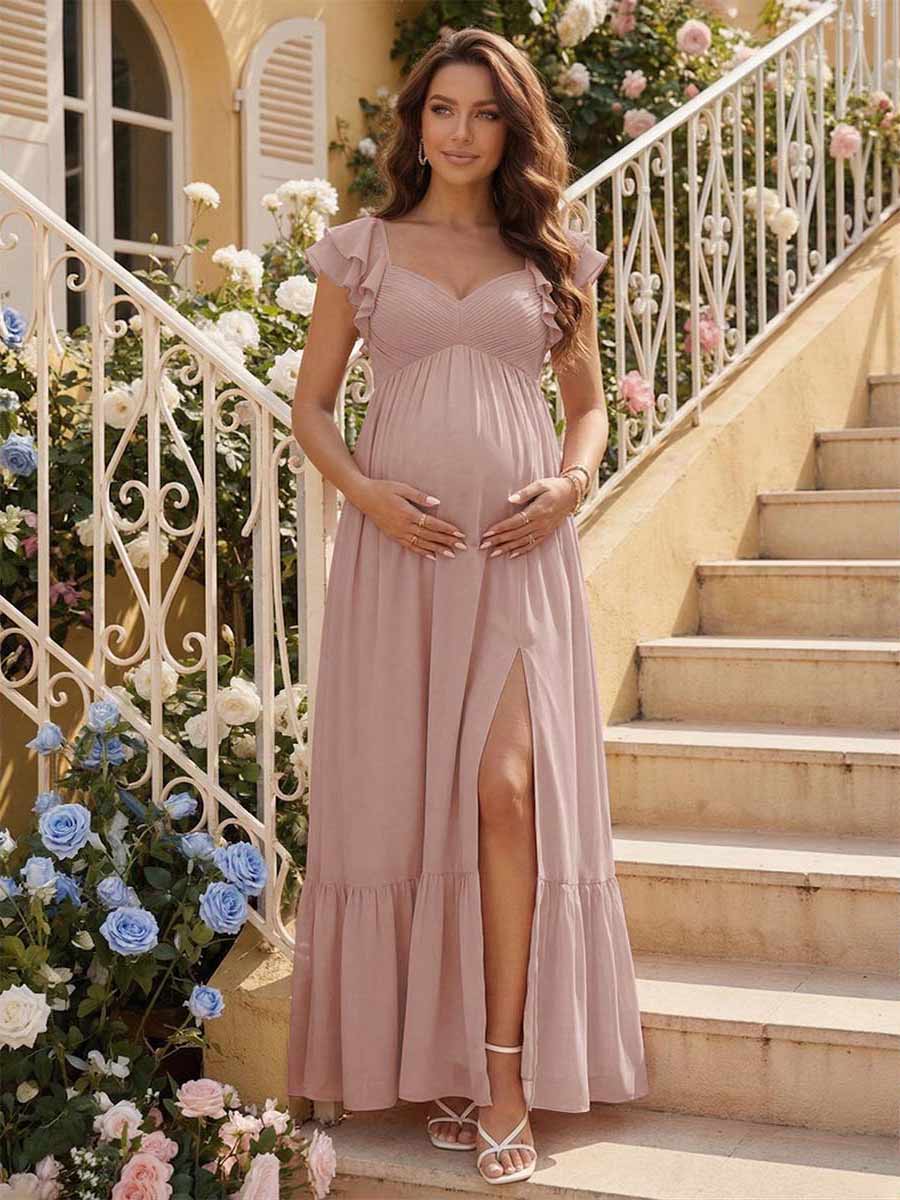 Theodora Dusty Rose hem detail bridesmaid dress