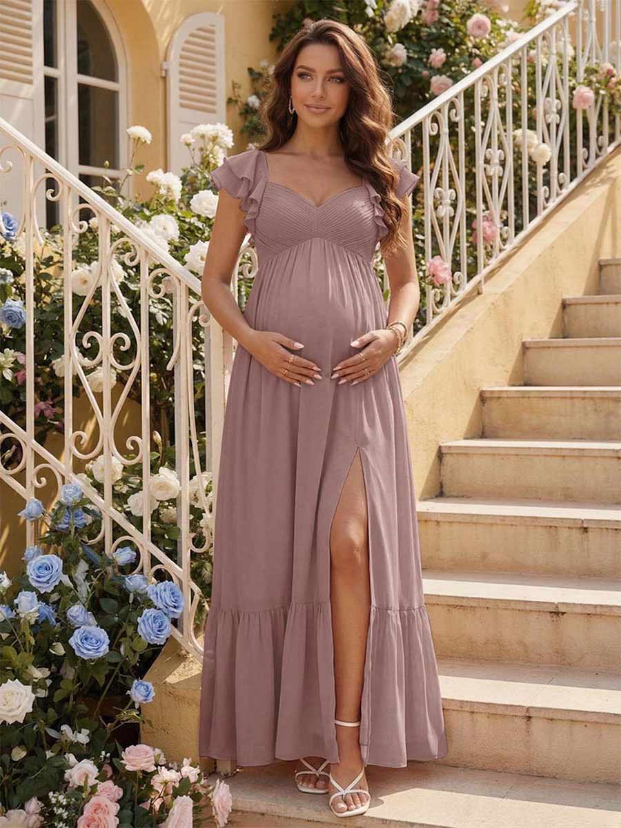 Theodora Mauve front view bridesmaid dress