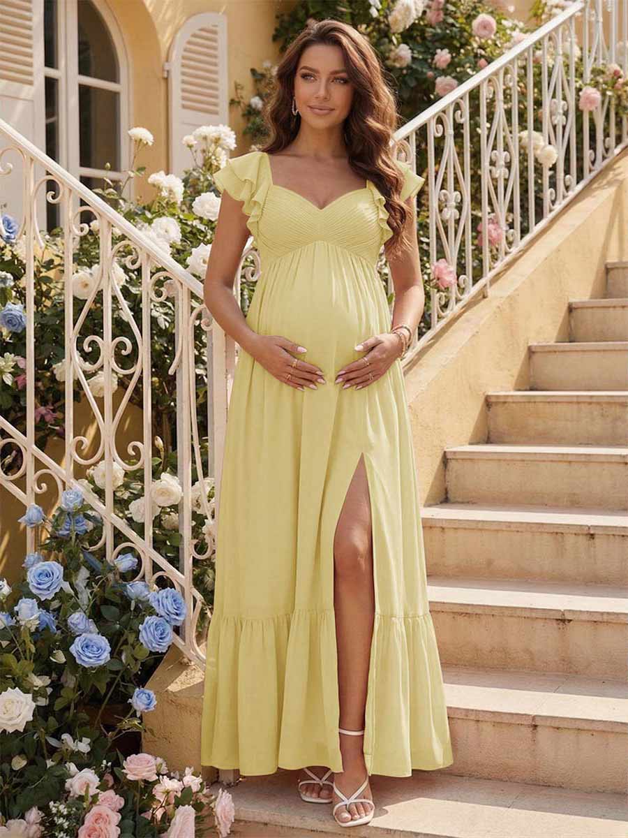 Theodora Yellow front view bridesmaid dress
