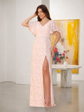 Amoret Pearl Pink front view wedding guest dress
