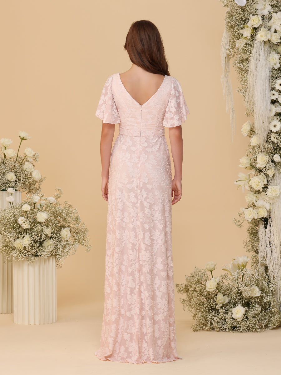 Amoret Pearl Pink back view wedding guest dress