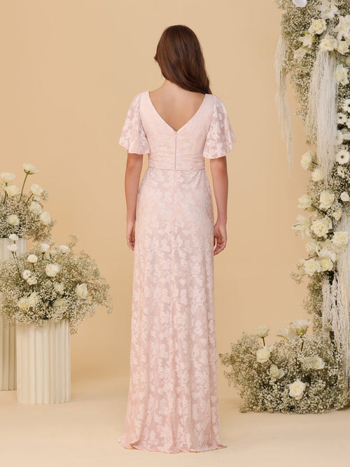 Amoret Pearl Pink back view wedding guest dress