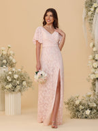 Amoret Pearl Pink bodice detail wedding guest dress