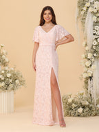 Amoret Pearl Pink side view wedding guest dress