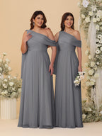 Paloma Steel Grey front view bridesmaid dress