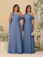 Paloma Steel Blue front view bridesmaid dress