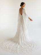 White Lace Mermaid Wedding Dress with V-Neck Neckline and Appliques