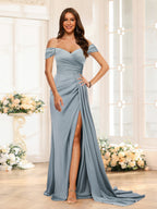 Quenby Dusty Blue front view bridesmaid dress