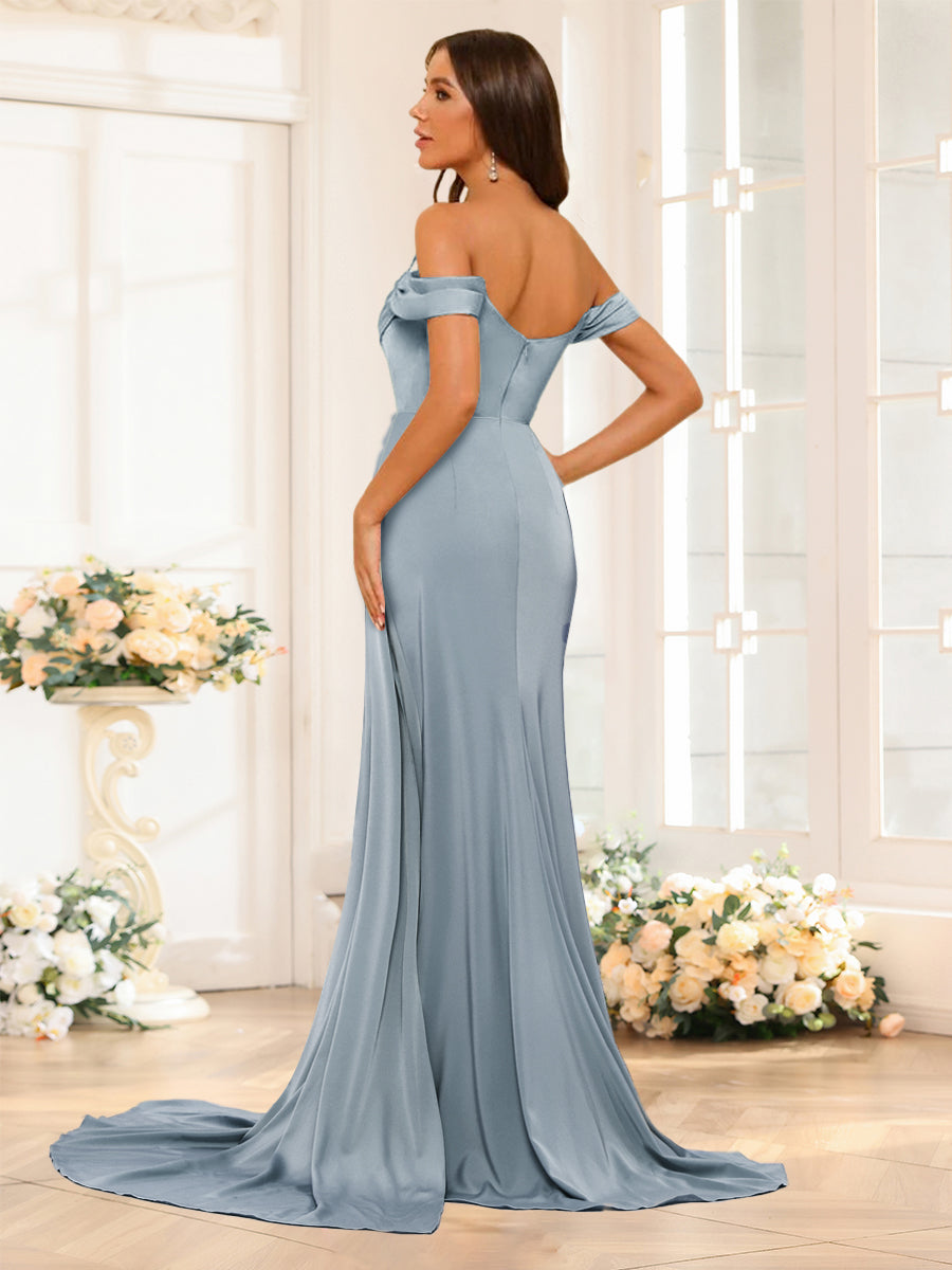 Quenby Dusty Blue back view bridesmaid dress