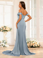 Quenby Dusty Blue back view bridesmaid dress