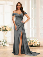 Quenby Grey front view bridesmaid dress