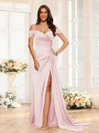 Quenby Pearl Pink front view bridesmaid dress