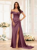 Quenby Plum front view bridesmaid dress