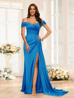 Quenby Ocean Blue front view bridesmaid dress