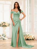 Quenby Sage Green back view bridesmaid dress